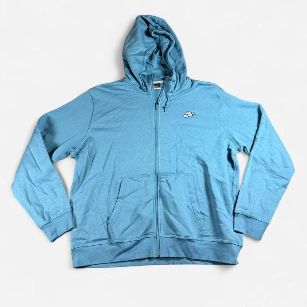 Nike Golf Blue Full Zip Hoodie Golf Swosh Active Performance Size XXL EUC
